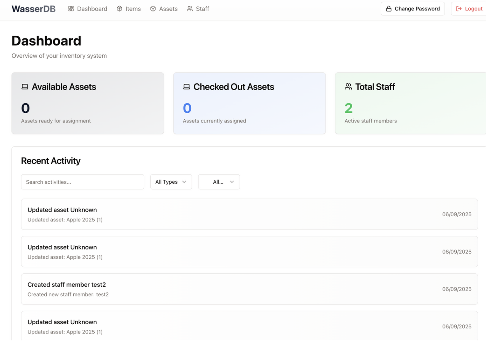 NYU Inventory Screenshot